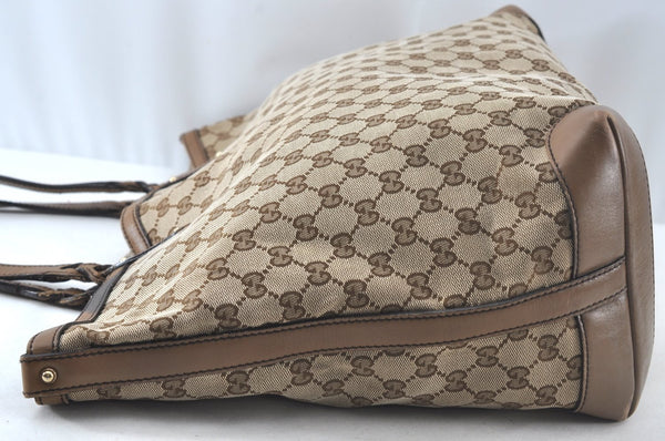 Authentic GUCCI Craft Shoulder Tote Bag GG Canvas Leather Brown 1073K