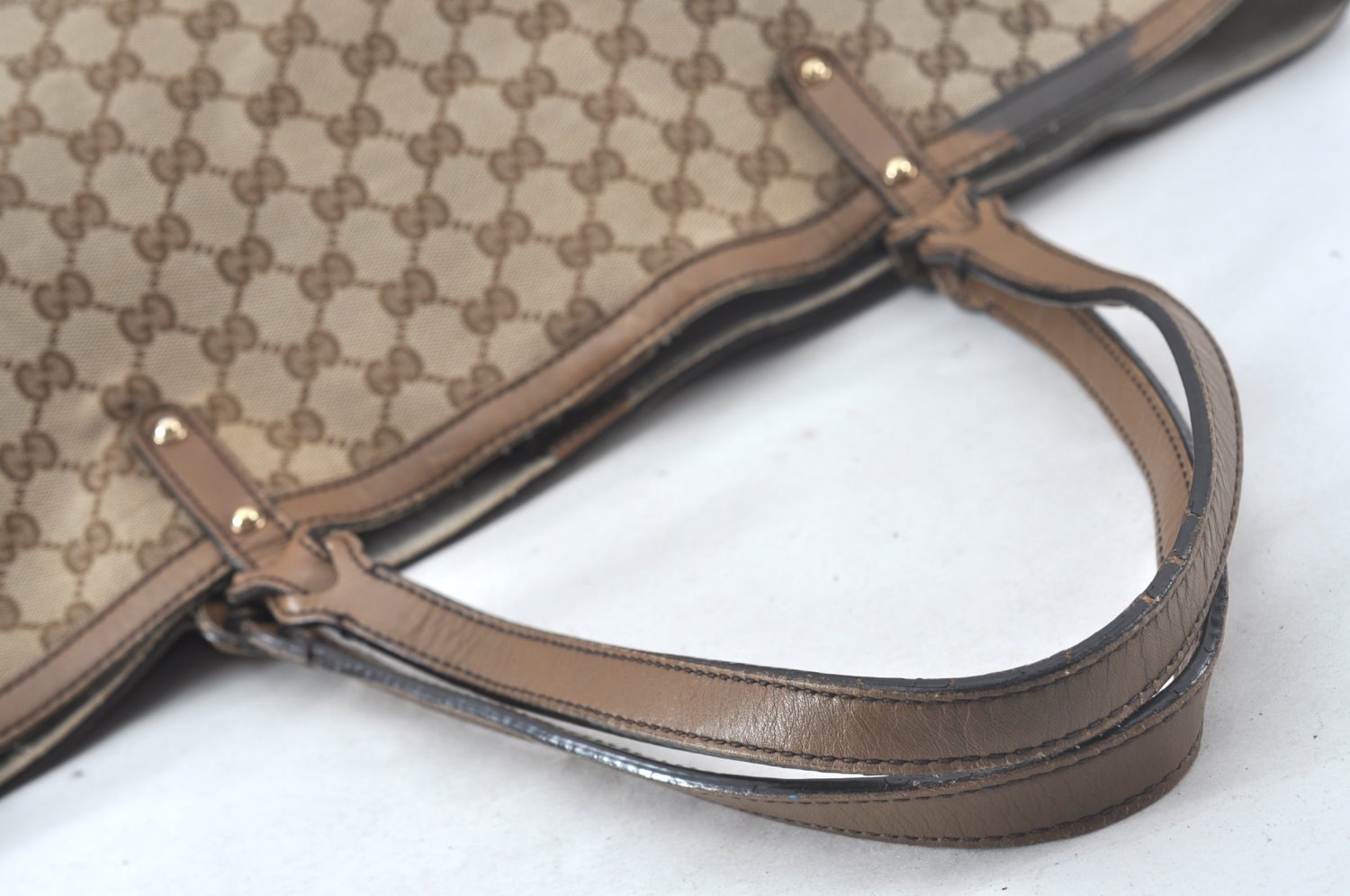 Authentic GUCCI Craft Shoulder Tote Bag GG Canvas Leather Brown 1073K