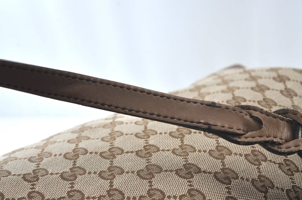 Authentic GUCCI Craft Shoulder Tote Bag GG Canvas Leather Brown 1073K