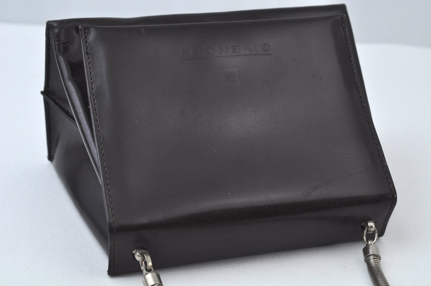 Authentic GIVENCHY Vintage PVC Chain Shoulder Hand Bag Purse Brown 1074J