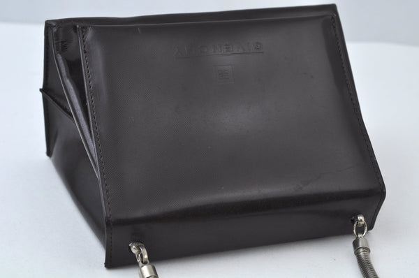 Authentic GIVENCHY Vintage PVC Chain Shoulder Hand Bag Purse Brown 1074J