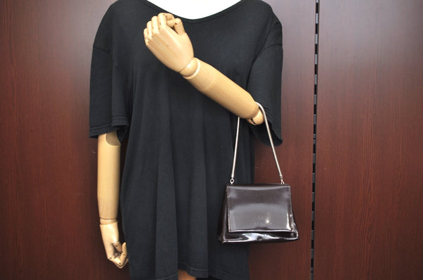 Authentic GIVENCHY Vintage PVC Chain Shoulder Hand Bag Purse Brown 1074J