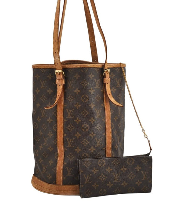 Authentic Louis Vuitton Monogram Bucket GM Shoulder Tote Bag M42236 Junk 1074K