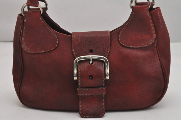 Authentic PRADA CINGHIALINO Leather Shoulder Hand Bag BR1136 Red 1075K