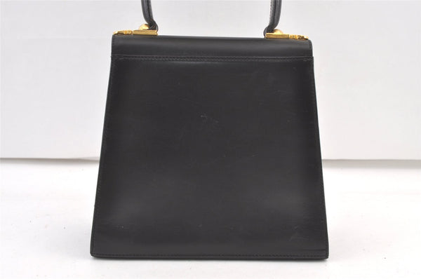 Authentic Salvatore Ferragamo Gancini Leather 2Way Shoulder Hand Bag Black 1076K