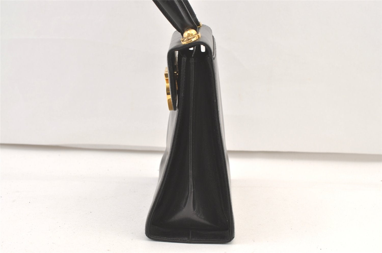 Authentic Salvatore Ferragamo Gancini Leather 2Way Shoulder Hand Bag Black 1076K