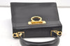 Authentic Salvatore Ferragamo Gancini Leather 2Way Shoulder Hand Bag Black 1076K