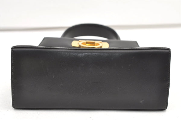 Authentic Salvatore Ferragamo Gancini Leather 2Way Shoulder Hand Bag Black 1076K