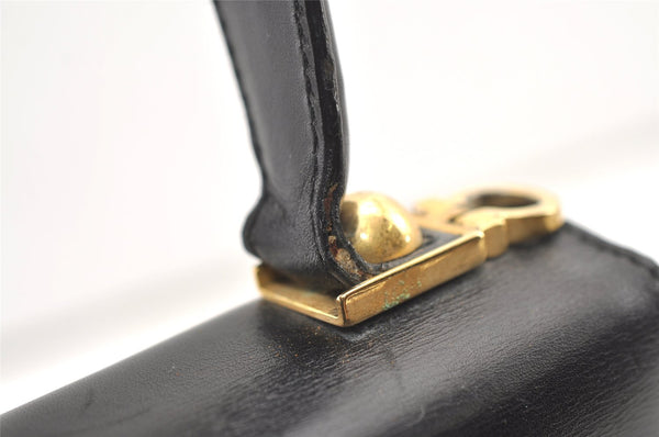 Authentic Salvatore Ferragamo Gancini Leather 2Way Shoulder Hand Bag Black 1076K