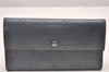 Auth Louis Vuitton Monogram Mat Porte Tresor International Wallet Navy LV 1077I