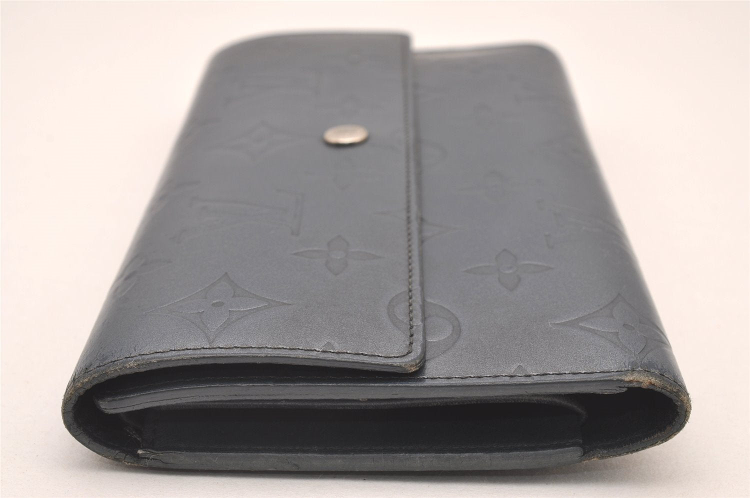 Auth Louis Vuitton Monogram Mat Porte Tresor International Wallet Navy LV 1077I