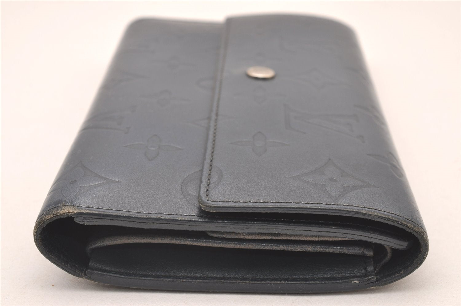 Auth Louis Vuitton Monogram Mat Porte Tresor International Wallet Navy LV 1077I