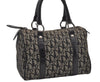 Authentic Christian Dior Trotter Hand Boston Bag Purse Canvas Black 1077J