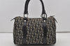 Authentic Christian Dior Trotter Hand Boston Bag Purse Canvas Black 1077J