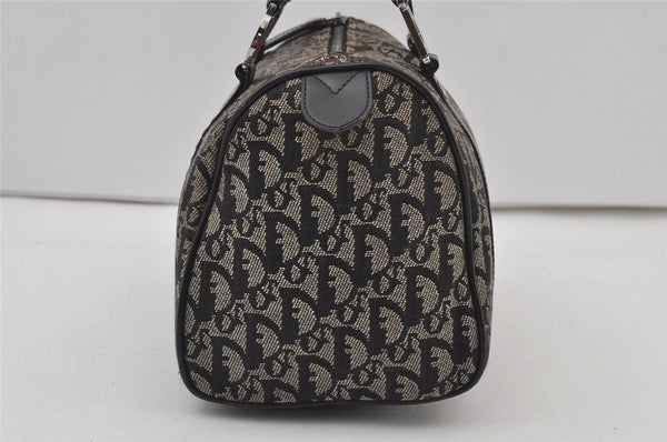 Authentic Christian Dior Trotter Hand Boston Bag Purse Canvas Black 1077J
