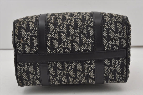 Authentic Christian Dior Trotter Hand Boston Bag Purse Canvas Black 1077J
