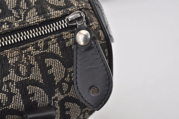 Authentic Christian Dior Trotter Hand Boston Bag Purse Canvas Black 1077J