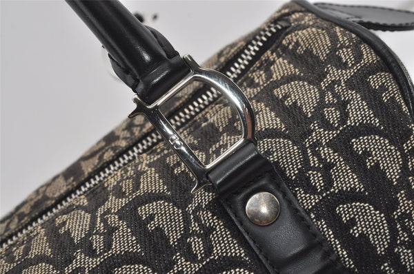 Authentic Christian Dior Trotter Hand Boston Bag Purse Canvas Black 1077J
