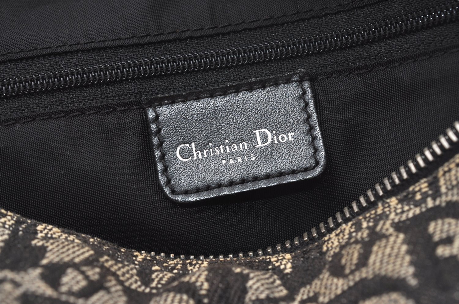Authentic Christian Dior Trotter Hand Boston Bag Purse Canvas Black 1077J