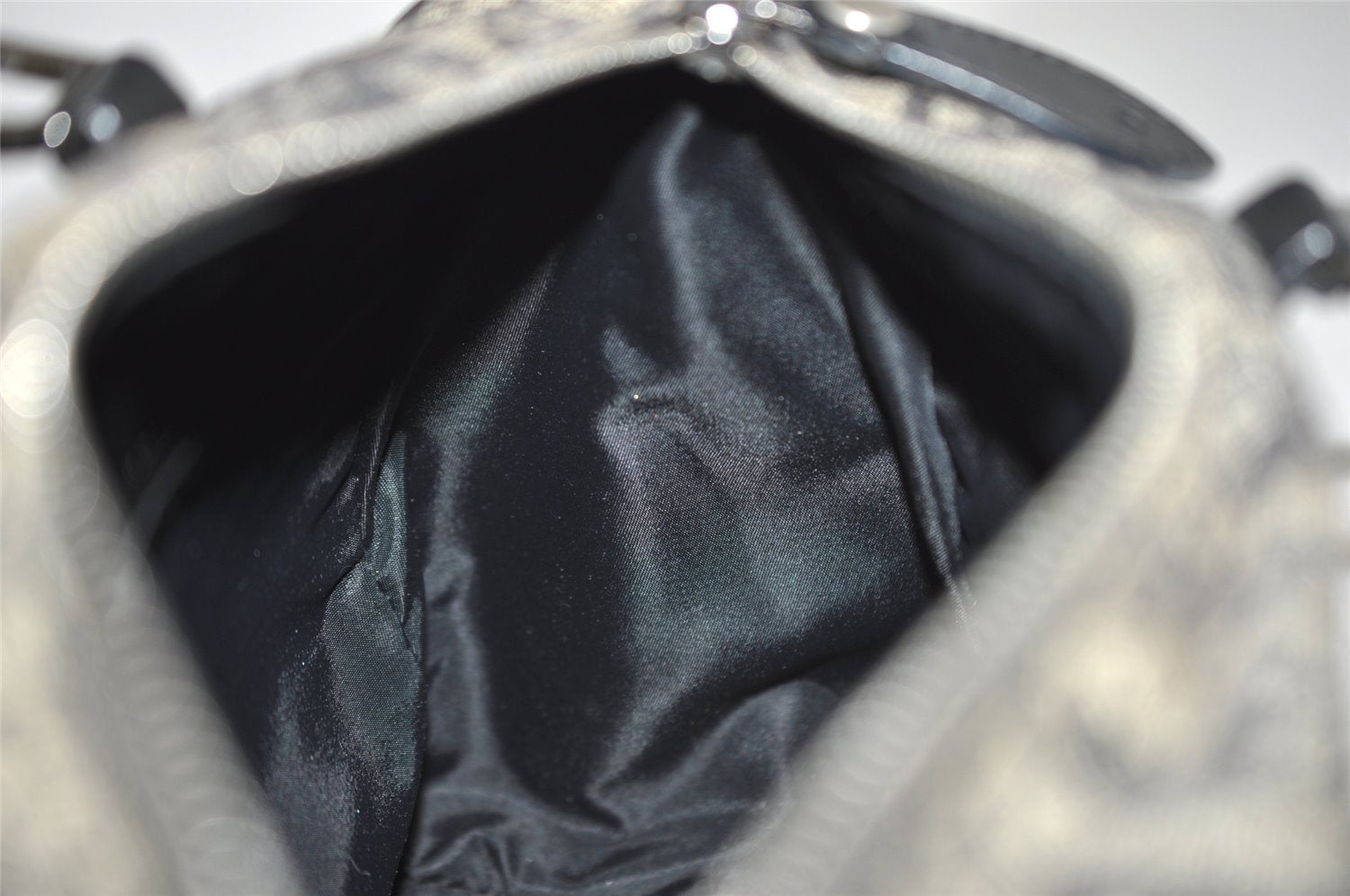 Authentic Christian Dior Trotter Hand Boston Bag Purse Canvas Black 1077J