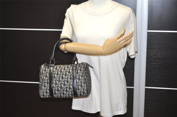Authentic Christian Dior Trotter Hand Boston Bag Purse Canvas Black 1077J