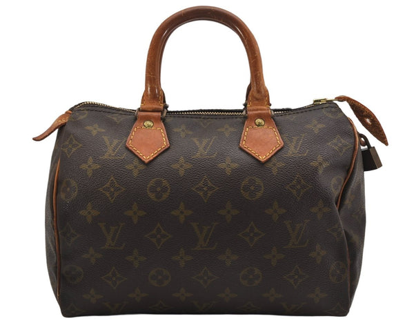 Authentic Louis Vuitton Monogram Speedy 25 Boston Hand Bag M41528 LV 1077K