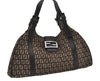 Authentic FENDI Zucchino Shoulder Hand Bag Purse Canvas Leather Brown 1078J