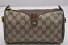 Authentic GUCCI Web Sherry Line Shoulder Bag GG PVC Leather Brown Junk 1078K