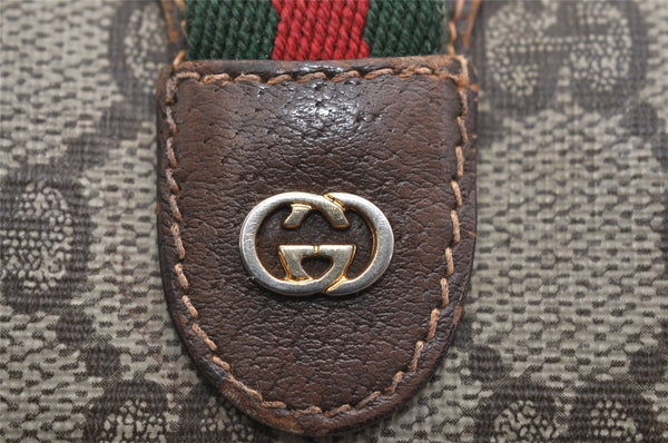Authentic GUCCI Web Sherry Line Shoulder Bag GG PVC Leather Brown Junk 1078K