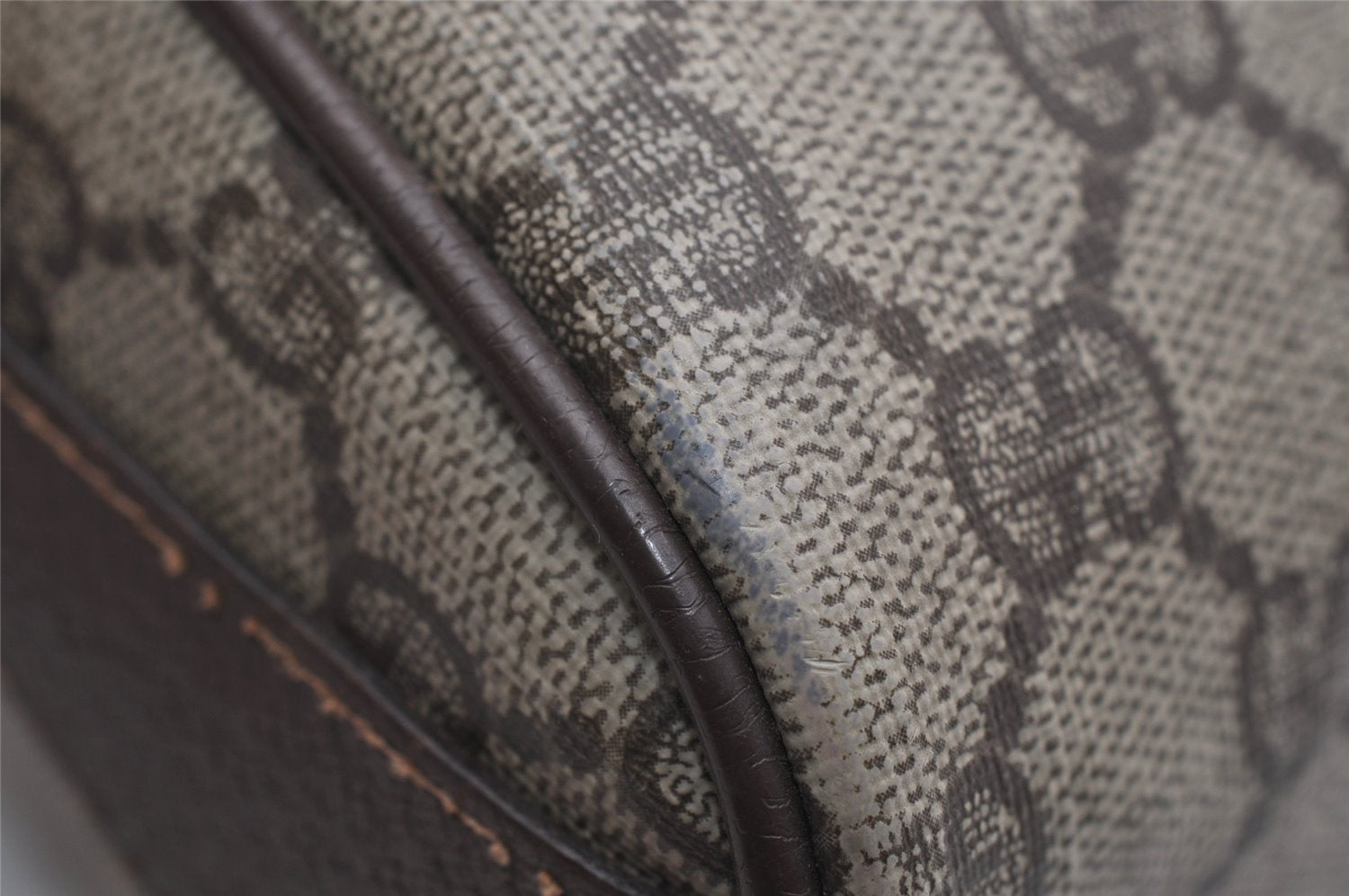 Authentic GUCCI Web Sherry Line Shoulder Bag GG PVC Leather Brown Junk 1078K