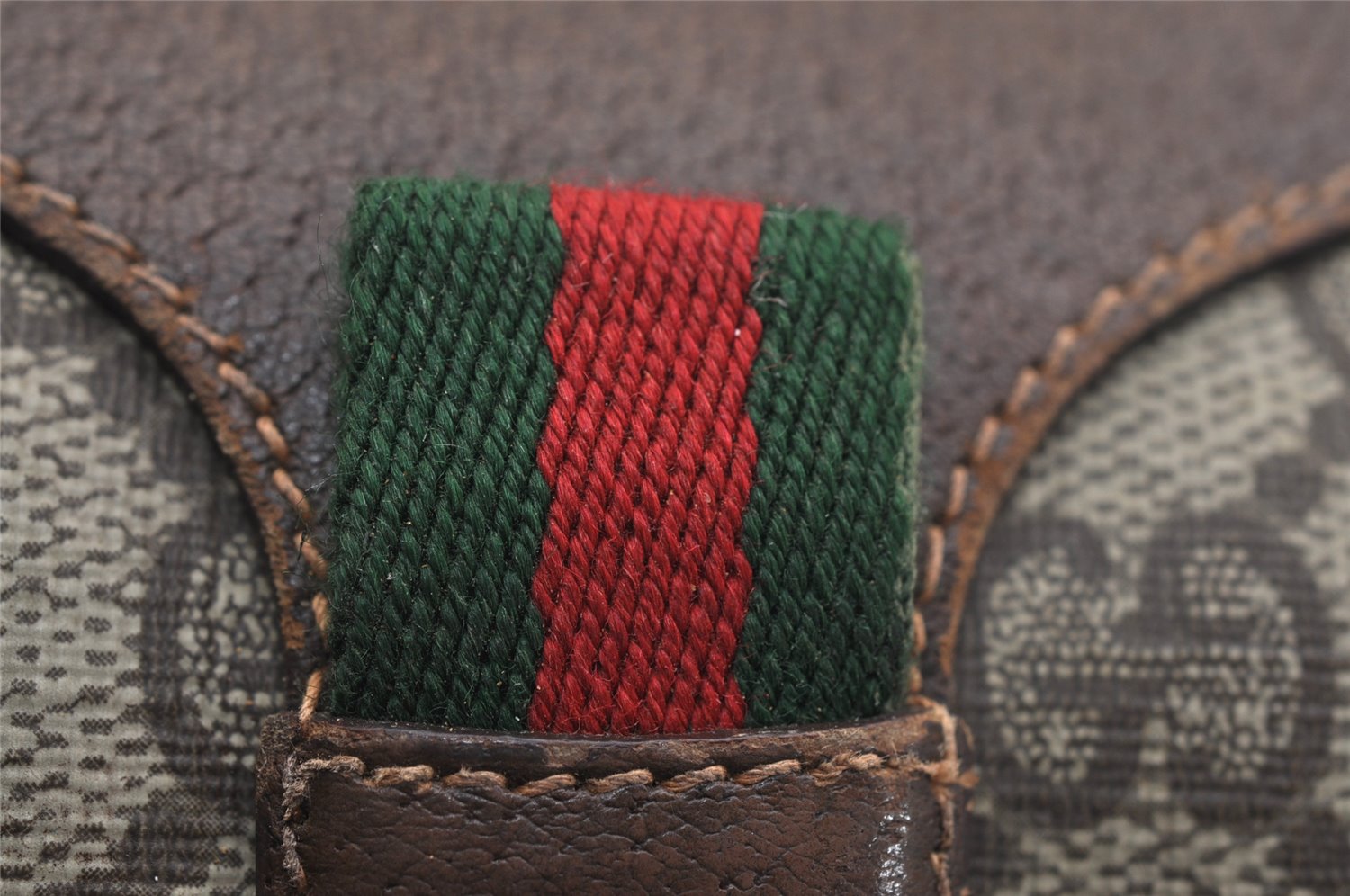 Authentic GUCCI Web Sherry Line Shoulder Bag GG PVC Leather Brown Junk 1078K