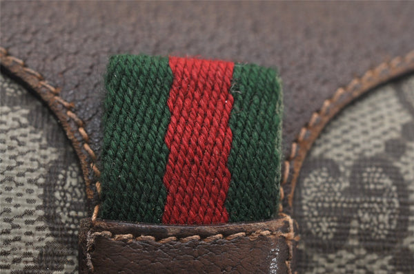 Authentic GUCCI Web Sherry Line Shoulder Bag GG PVC Leather Brown Junk 1078K