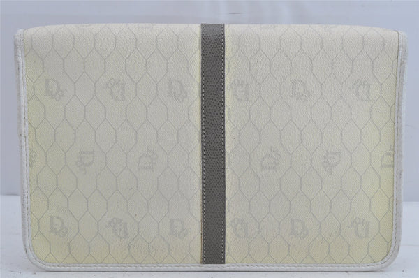 Authentic Christian Dior Honeycomb Chain Shoulder Bag PVC Leather White 1079K
