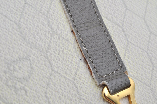 Authentic Christian Dior Honeycomb Chain Shoulder Bag PVC Leather White 1079K