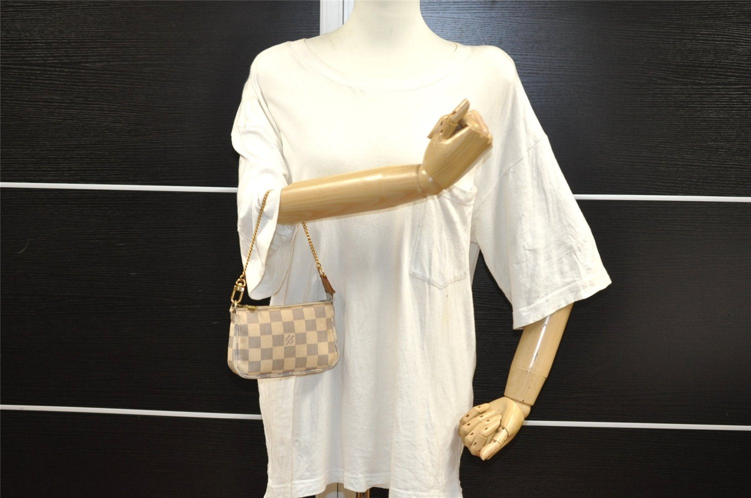 Authentic Louis Vuitton Damier Azur Mini Pochette Accessoires N58010 Pouch 1080I