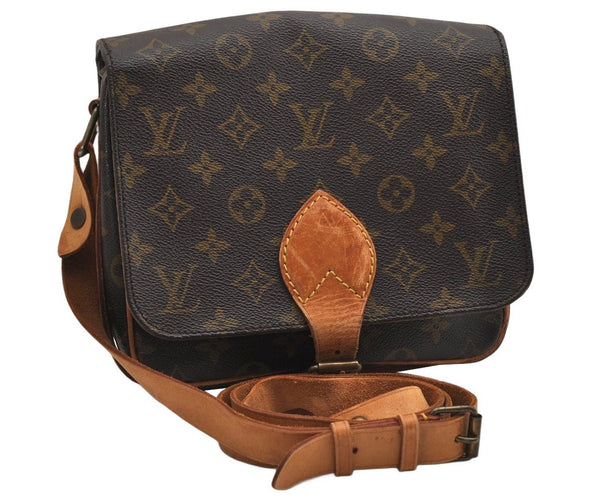 Authentic Louis Vuitton Monogram Cartouchiere MM M51253 Shoulder Bag Junk 1080K