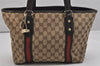 Authentic GUCCI Web Sherry Line Tote Bag GG Canvas Leather 137396 Brown 1081K