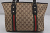 Authentic GUCCI Web Sherry Line Tote Bag GG Canvas Leather 137396 Brown 1081K