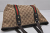 Authentic GUCCI Web Sherry Line Tote Bag GG Canvas Leather 137396 Brown 1081K