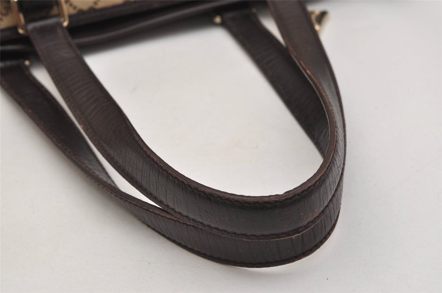 Authentic GUCCI Web Sherry Line Tote Bag GG Canvas Leather 137396 Brown 1081K