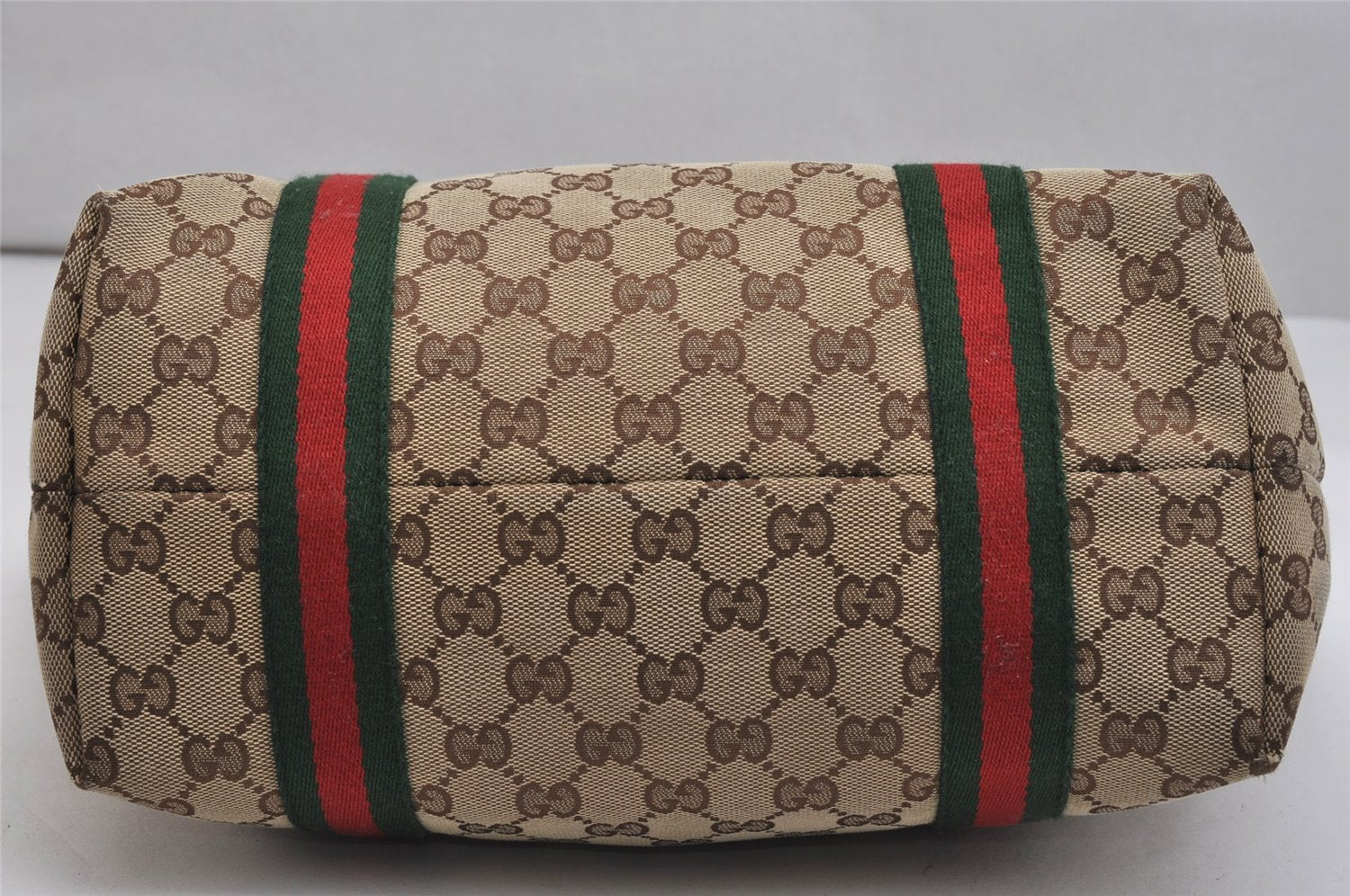 Authentic GUCCI Web Sherry Line Tote Bag GG Canvas Leather 137396 Brown 1081K