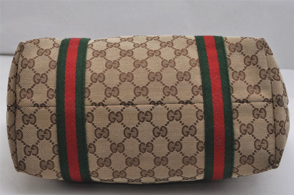 Authentic GUCCI Web Sherry Line Tote Bag GG Canvas Leather 137396 Brown 1081K