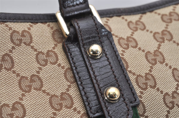 Authentic GUCCI Web Sherry Line Tote Bag GG Canvas Leather 137396 Brown 1081K