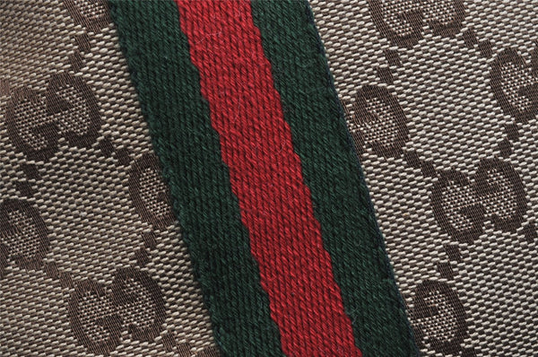 Authentic GUCCI Web Sherry Line Tote Bag GG Canvas Leather 137396 Brown 1081K