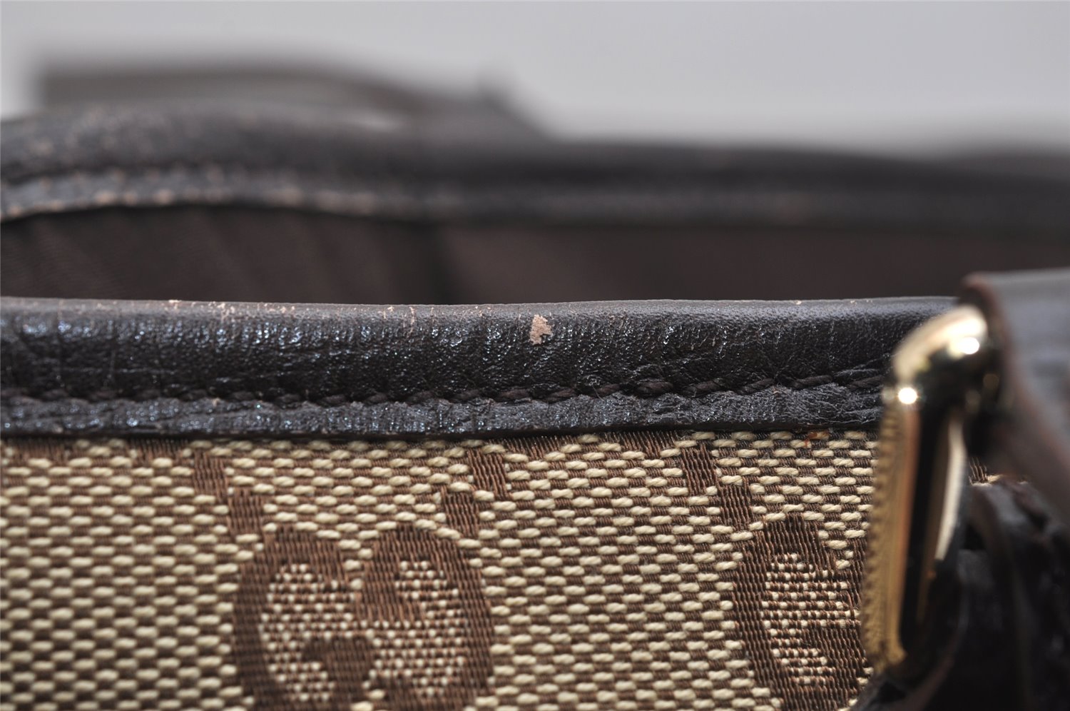 Authentic GUCCI Web Sherry Line Tote Bag GG Canvas Leather 137396 Brown 1081K