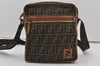 Authentic FENDI Zucca Shoulder Cross Bag Purse Nylon Leather Brown 1082J