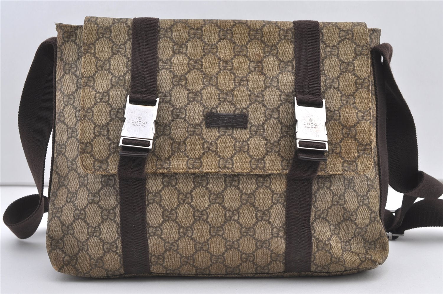 Authentic GUCCI Shoulder Cross Body Hand Bag GG PVC Leather 122373 Brown 1082K