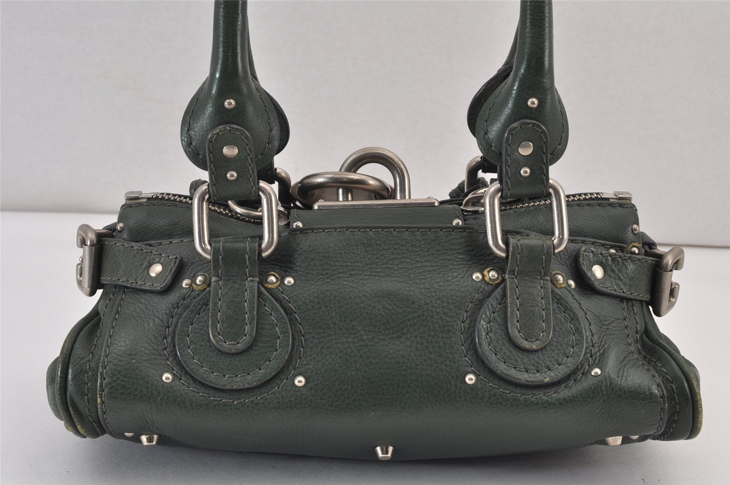 Authentic Chloe Mini Paddington Leather Shoulder Hand Bag Purse Green 1083K