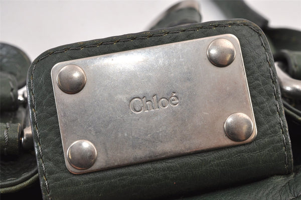 Authentic Chloe Mini Paddington Leather Shoulder Hand Bag Purse Green 1083K