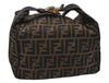 Authentic FENDI Vintage Zucca Hand Bag Purse Canvas Leather Brown 1084J